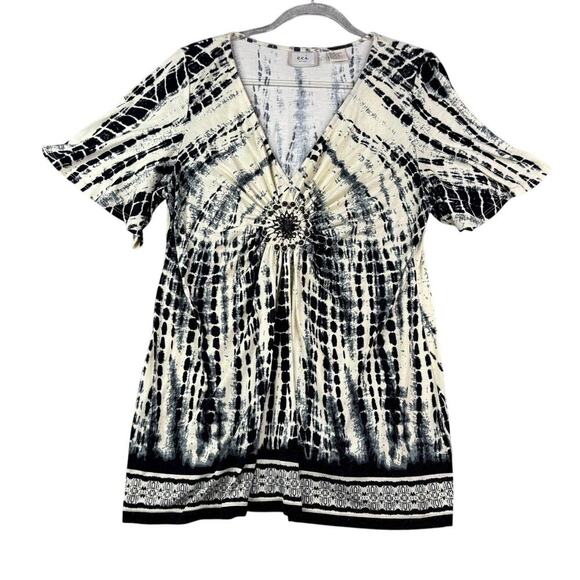 ECI Dresses & Skirts - ECI New York Women’s Large Tie-Dye Tunic Dress Boho V-Neck Beaded Accent Size-L